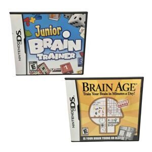 Brain Age & Junior Brain Trainer Nintendo DS CIB w/ Manuals Tested